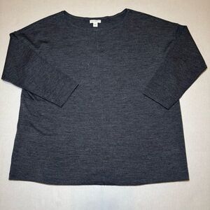 J. Jill Gray 100% Merino Wool Knit Top Women’s M Minimalist Quiet Luxury